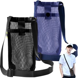 Flaschenhalter 2 Stück Wasserflaschenhalter Mesh Wasserflaschenhalter mit Verstellbarem Schultergurt Trinkflasche zum Umhängen Outdoor Tragbarer Trinkflaschenhalter Flaschentasche für Camping, Wandern