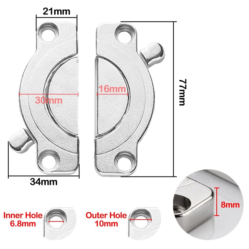 Pack of 2 Table Top Connectors, Worktop Connection Rail, Zinc