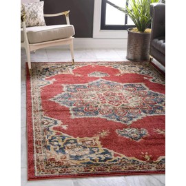 Unique Loom Utopia Collection Traditional Medallion Vintage Warm Tones Burgundy Area Rug (9' 0 x 12' 0)