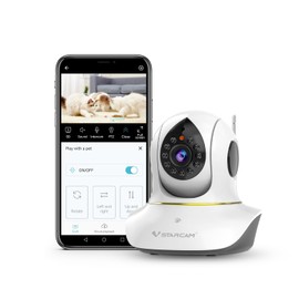 VSTARCAM 3MP Katzenkamera, 2.4G WiFi Interaktives Katzenspielzeug, Haustierkamera mit Telefon-App, IR-Nachtsicht, Bewegungserkennung, 2-Wege-Audio, Haustier- & Hundemonitor 001