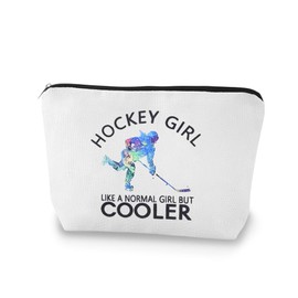 Pliwcas Hockey Girls Gift Makeup Bag for Women Girls Daughter Sister Sport Cmestic Bag with Zipper for Sports Lovers Birthday Christmas Gifts for Teammates Hockey Lovers Gifts for Friends Besties
