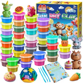 FENSHWIN Argilla da Modellare – 40 Colori Pasta Modellabile Magica Essiccante all'Aria per Bambini, Regalo per Ragazzi e Ragazze dai 3 ai 12 Anni