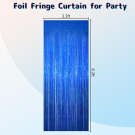 KERNOWO Tinsel Curtain, Blue Glitter, Pack of 2 Party Curtains, Streamers Fringe, Birthday Decoration for Mermaid Birthday Decoration, Children, Men, Birthday Party Decoration