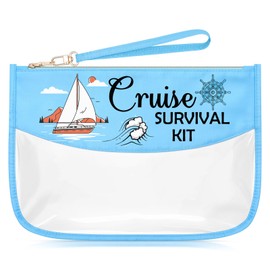 Sazuwu Cruise Lover Gifts for Women Blue PVC Makeup Bag Travel Essentials for Cruise Vacation Beach Gifts for Birthday Trip Cosmetic Bag Graduation Christmas Friendship Present
