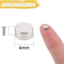 FPMYB Pack of 300 Neodymium Magnets Strong 4 x 2 mm Neodymium Magnets Extra Strong Magnets Small Round Mini Magnets for Magnetic Board, Fridge, Whiteboard, Photos, Pin Board, Office