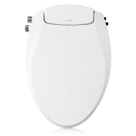 Brondell Asiento de inodoro de bidé, Swash Ecoseat no eléctrico, se adapta a inodoros alargados, color blanco, doble temperatura, sistema de boquilla doble, bidé con fácil instalación