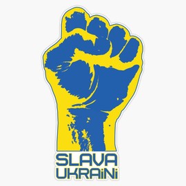 Slava Ukrani Glory to The Ukraine Resist Fist Bumper Sticker Vinyl Decal 5"
