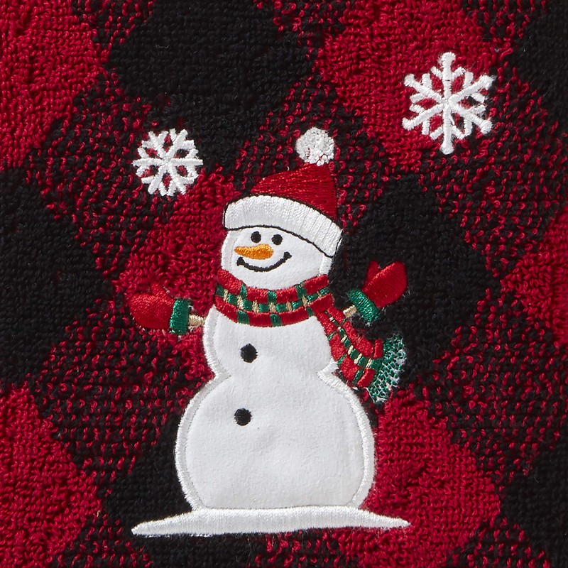SKL Home Juego de Toallas de Mano Snowman, Rojo/Negro