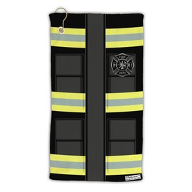TOOLOUD Firefighter Black AOP Micro Terry Gromet Golf Towel 15" x 22" All Over Print