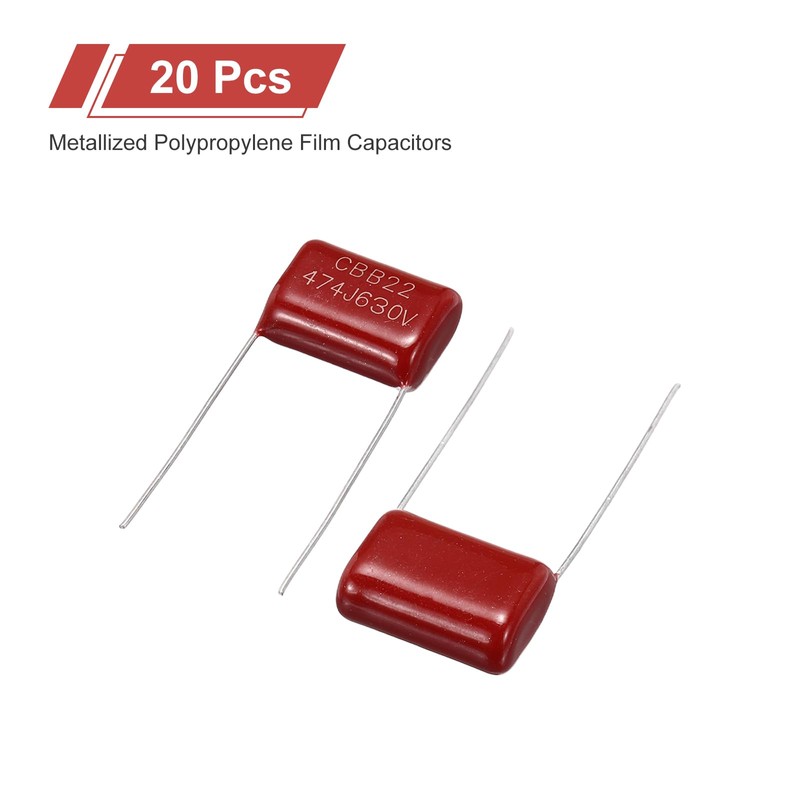 sourcing map 20Pcs CBB22 630V 474J 5% Tolerance Through Hole