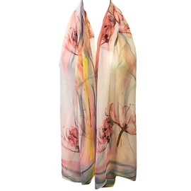 allydrew Wrapables® Lightweight Sheer Silky Feeling Chiffon Scarf, Pink Floral