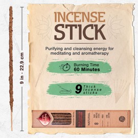 8 pcs Wildly Harvested Thick - Natural Sandalwood Olibanum Incense Sticks, 9” Long - Eco Friendly, Incense Sticks (1hr Burning Time) to Heal & Purify Your Body and Surroundings