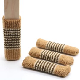 solaay Chair Leg Covers, 4 Pieces, Double Layer Knit Chair Socks, Leg Circumference: 2.8 - 7.1 inches (7 - 18 cm), High Elasticity, Chair Leg Cap, Square Leg, Round Legs, Unisex, Chair Leg Cover,