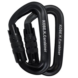 Kobe Kagaru Breaking Strength: Approx. 266.5 lbs (1,200 kg), Domestic Tested, Auto-Lock Carabiner, Domestic Tested, Pack of 2 (Black)