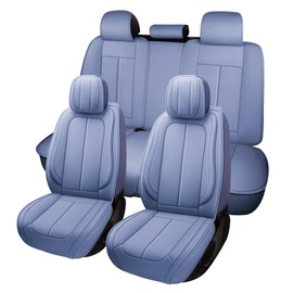 otoez Car Seat Covers Full Set, Nappa Leather Seat Cover, Waterproof Universal Automotive Seat Cover 5 Seat Vehicle Front & Back Seat Protector for Car Seden SUV Truck, Blue