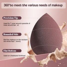 Makeup Sponge Set BS-MALLTriangle Puff 14 Pcs for Liquid, Cream, and Powder, Multi-colored and Mini Makeup Sponge Brown