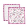 Bacati - Muslin 2 Pack Security Blankets Little Dino (Pink/Orange/Aqua)