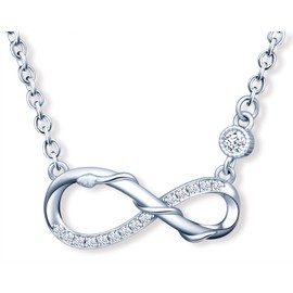 MicLee Women's girl's Necklace pendant, 925 Sterling Silver necklace, Fashion serpent and infinity symbol necklace, Unique animal design pendant, Inlaid zircon, shining pendant, silver