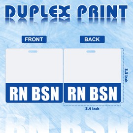 Crtiin 10 Pcs RN Badge RN BSN Badge Buddy ID Nurse Badge Tag Double Sided PVC Badge Holders Badge Tags with Blue Border for Resident Nurses, 3.4 x 3.3 Inches
