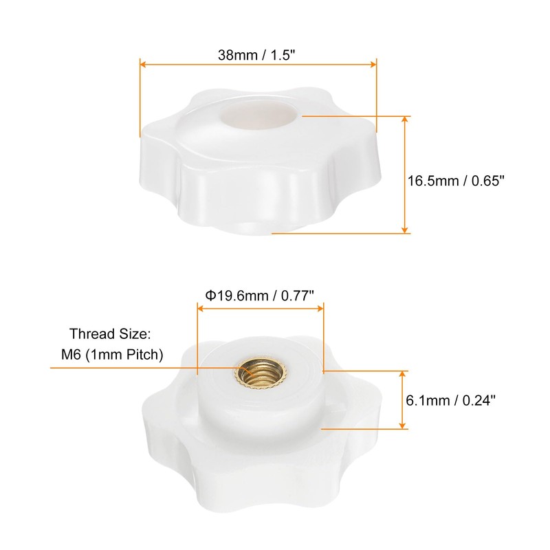 QUARKZMAN Star Knobs M6 Internal Thread 38 mm Head Plastic