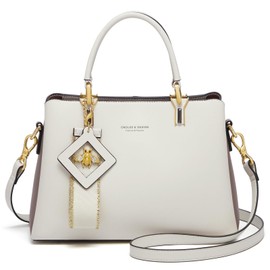 Cnoles Handbags for Women Large Capacity Tote Shoulder Bags Ladies Handle Satchel Purse (White-C2798, 24 * 11.7 * 18cm)