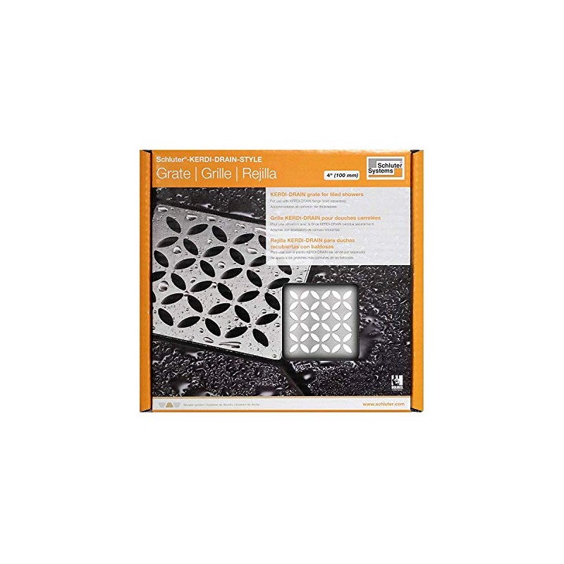 Schluter 4-Inch Floral-style Stainless Steel Drain Grate