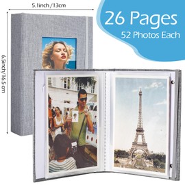 Yeaqee 20 Packs Photo Album 4x6 Small ​Picture Album Linen Cover Memory Book with Front Window 26 Clear Pages Hold 52 Pictures ​for Wedding Anniversare Family Baby(Gray)
