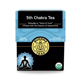 Buddha Teas - 5th Chakra Tea - Organic Herbal Tea - For Communication, Creativity & Self-Expression - With Licorice, Cinnamon & Aquamarine Essence - OU Kosher - 18 Tea Bags (Pack of 1)