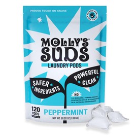 Molly's Suds Laundry Detergent Pods | Clean Detergent for Sensitive Skin | Ultra Concentrated and Stain Fighting | Peppermint - 120 Count (Value Pack)