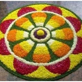 StromX Super Soft Microfiber Traditional Modern Rangoli Door Mat for Home, Living Room, Beside Runner for Bedroom Decoration (24 x 24 Inch, Floral),Yellow