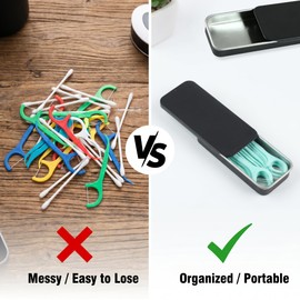 Vagocom 2Pcs Portable Metal Toothpicks Holder, Empty 3.15*1.3*0.51inch / 8*3.3*1.3cm Reusable Toothpick Case, Toothpick Holder Dispenser for Travel,Outdoor(Black)