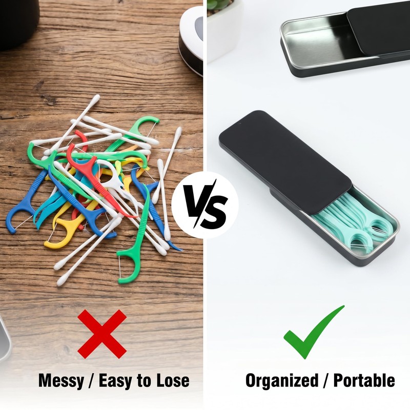 Vagocom 2Pcs Portable Metal Toothpicks Holder, Empty 3.15*1.3*0.51inch / 8*3.3*1.3cm