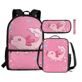 KUIFORTI Girls Backpack and Lunch Box Set with Pencil Box Keychain 4 in 1,School Back Pack Pink Bookbag for Girls 10-12 Kids Book Bag Schoolbag