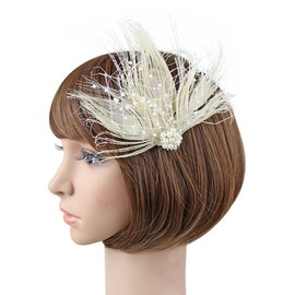 Song Qing Feather Hair Clip 1920s Flapper Fascinator Wedding Headwear Bridal Headpiece