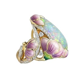 SHOWERORO Women's Ring Opal Ring Floral Design Fashionable Party Ring Jewelry Supplies