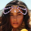Generse Boho Head Pearl Gold Head Bow Women Girls Hair
