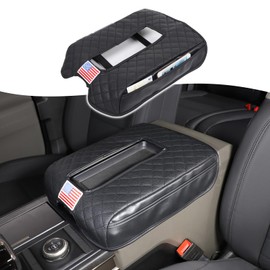 for Hummer EV Accessories Upgraded Car Center Console Cover SUV Pickup 2022-2024 2025+ Microfiber Leather Car Armrest Cover Cushion with 2 Storage Bags Car Armrest Storage Box American Flag