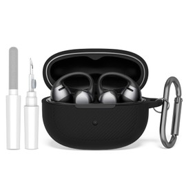 TUDIOW for SHOKZ OpenDots ONE Case, Soft Silicone Shockproof Protective Case Cover Compatible with SHOKZ OpenDots One's Earbuds Accessories with Cleaning Kit & Keychain (Black)