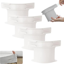 Bed Sheet Fixing Clips, Lock Sheet Holders, 4 Pieces Bed Sheet Holder with Lock Strips, Heavy Duty Bedsheet Corner Tightener Clips for Mattress Protectors, Blankets, Bedding (White)