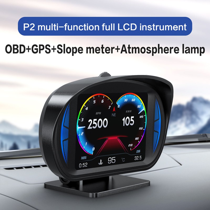 Car HUD Display OBD2 GPS Mode with Inclinometer Compass Speed