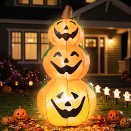 5 FT Halloween Inflatable 3-Tier Stacked Pumpkins Outdoor Yard Decorations