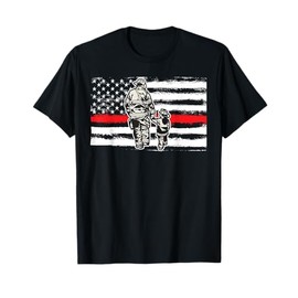 Thin Red Line Firefighter American Flag Patriot Father Son Women Kids Men T-Shirt