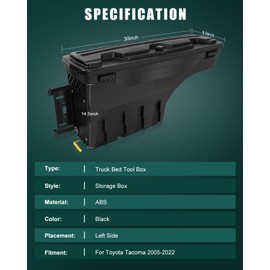 SCITOO Truck Bed Tool Box for Toyota Tacoma 2005-2021 Left Driver Side,Multi-Compartment Dividers Organized Storage,Heavy Duty & No-Drill Installation