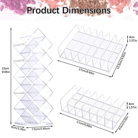 2Pcs Eyeshadow Palette Organiser, FHDUSRYO 7 Section Clear Acrylic Make up Palette Organiser with 1 Lipstick Holder, Makeup Storage Shelf Cosmetic Storage System for Beauty Blush Bathroom Dresser
