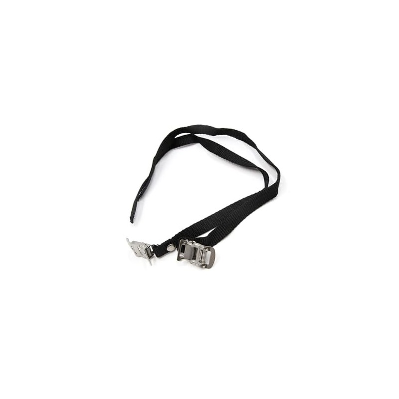 Partuto 2pcs Black Silver Tone Pedal Toe Clip Belt Foot