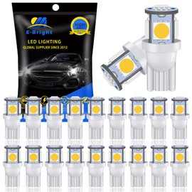 EverBright 20-Pack T10 194 Led Bulb, White 5050 5 SMD 2825 W5W 912 168 LED Bulb Replacement For Car Interior Lights Clearance Wedge Dome Trunk Dashboard Bulb License Plate Light Lamp DC 12V