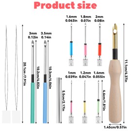 JJUNW 12 Pcs Punch Needle Kit, Embroidery Wooden Handle Punch Needle Tool Full Model Adjustable Needle, Punch Needle Embroidery Carpet Kit for Adult Beginners, DIY Craft Yarn Cross Stitch