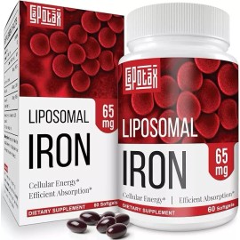 Sapotax Liposomal Fe Iron Supplement with Folic Acid & Vitamin B12 60 Softgels(1 Bottle)