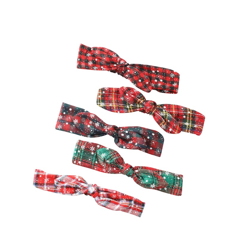 5 x Stretchy Christmas Headbands Set Bow Soft Elastic Alice