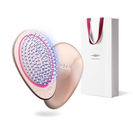 EMS Brush Mini Wavewave EMS Hair Brush, Ion Care, Red LED, Smooth Hair, Cushion Brush, Comb, Birthday, Woman, Wife, Girlfriend, Gift (Pink Gold))